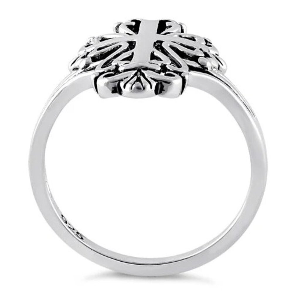925 STERLING SILVER Antique Style Dainty Cross Ring - Picture 15 of 16